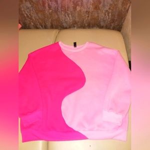 Color blocked pink sweatshirt.  Warm and cute